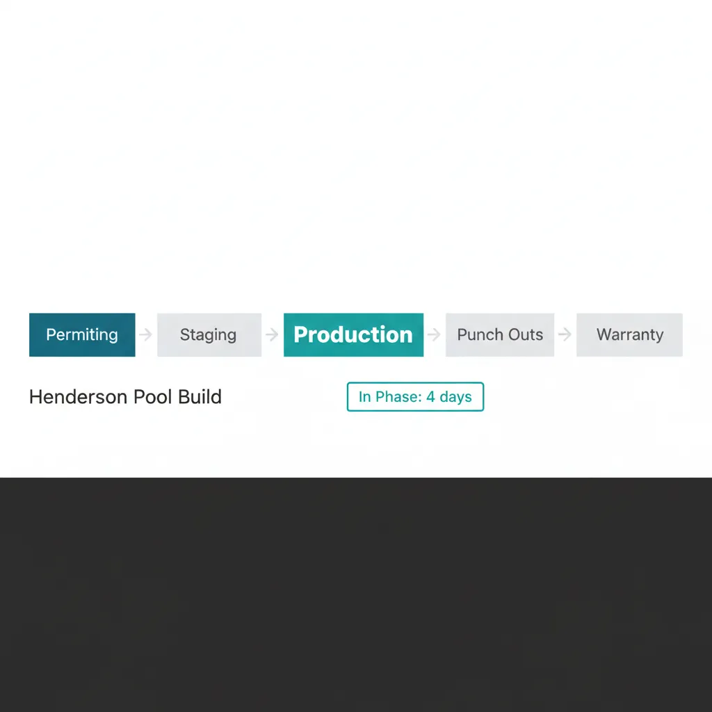 Phase pipeline UI for a single project showing five connected phases with the current phase highlighted in teal.
